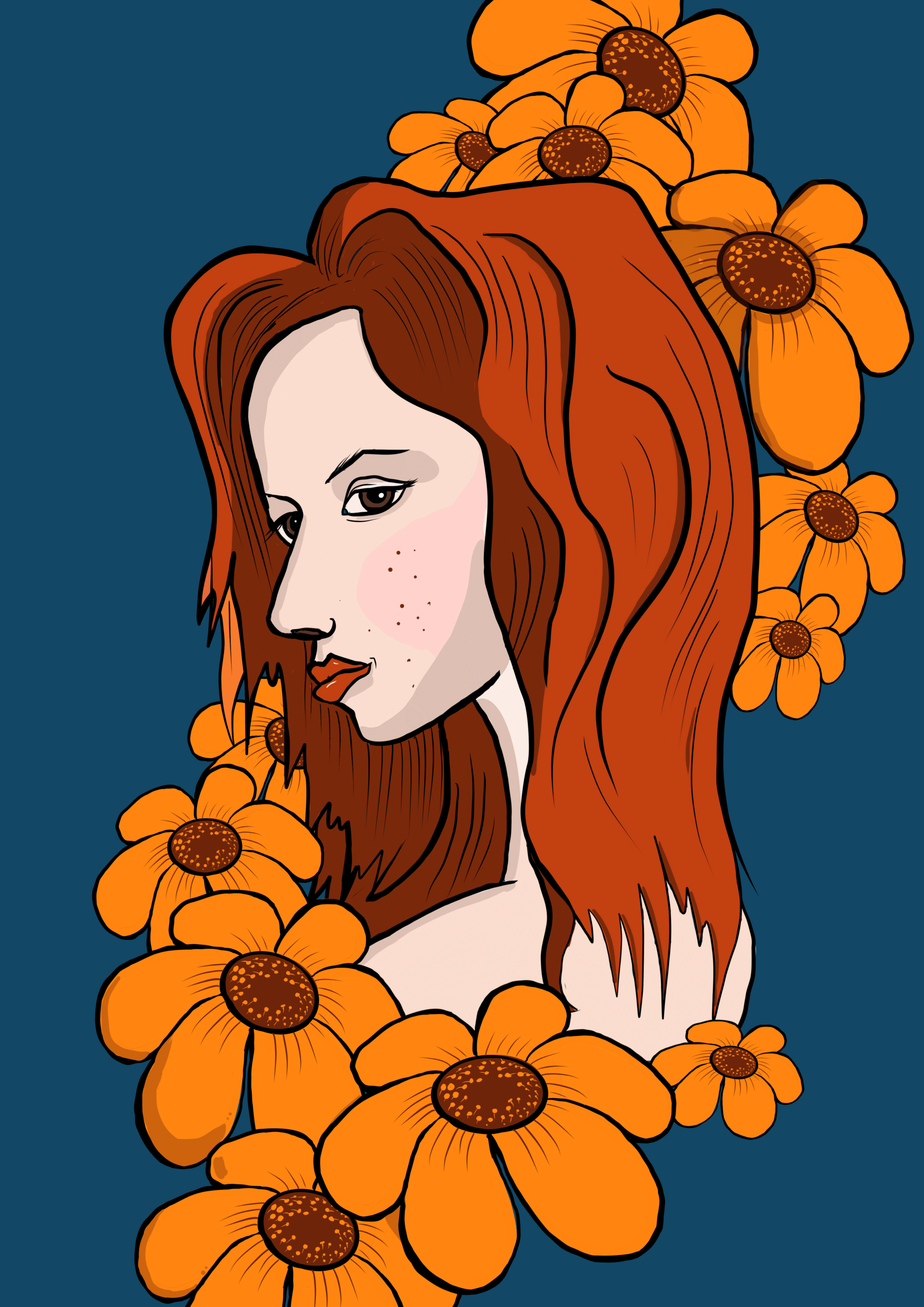 Flower woman T-shirt design
