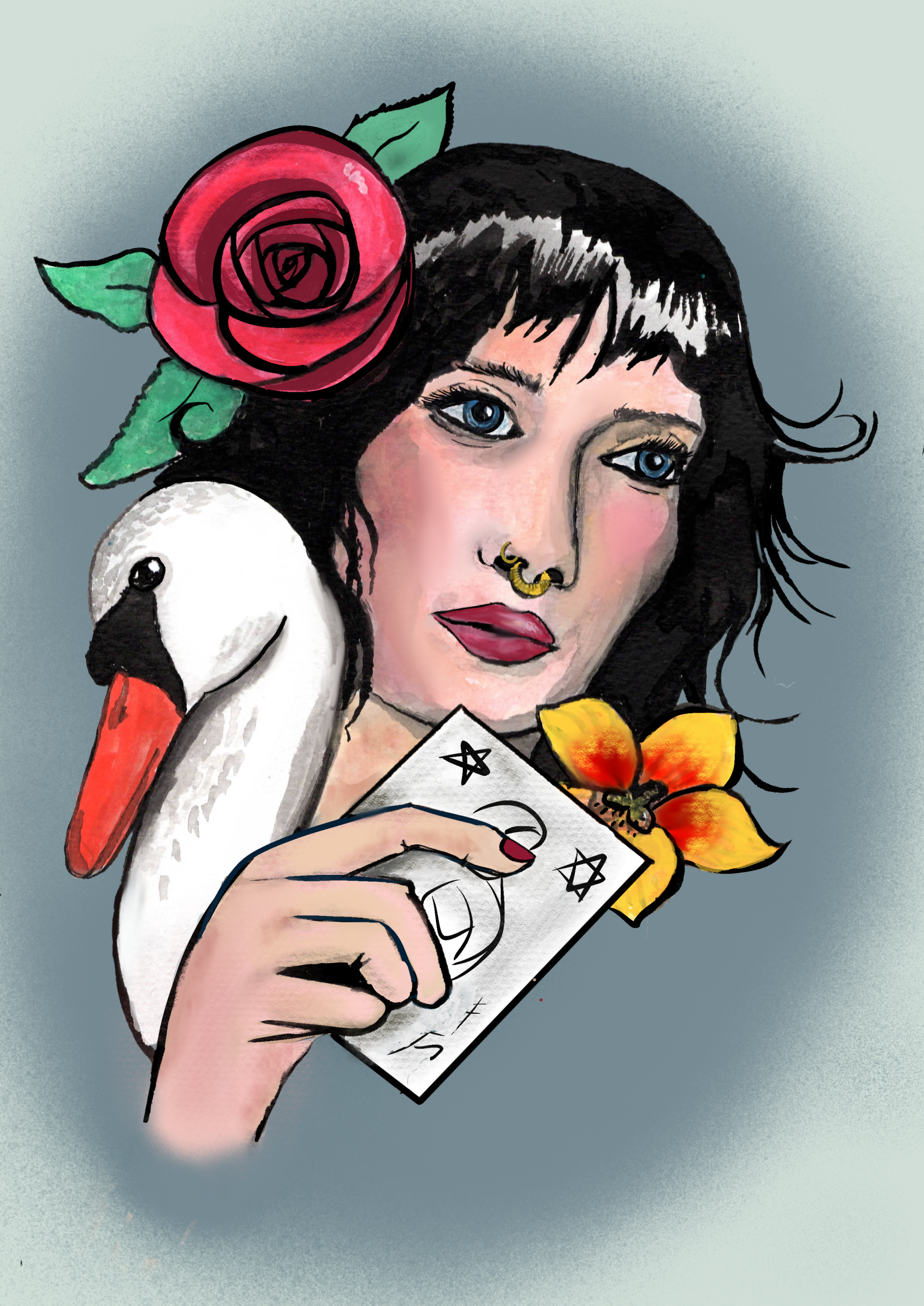 Nomi neo trad tattoo style portrait